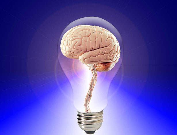 Image of a brain inside a lightbulb