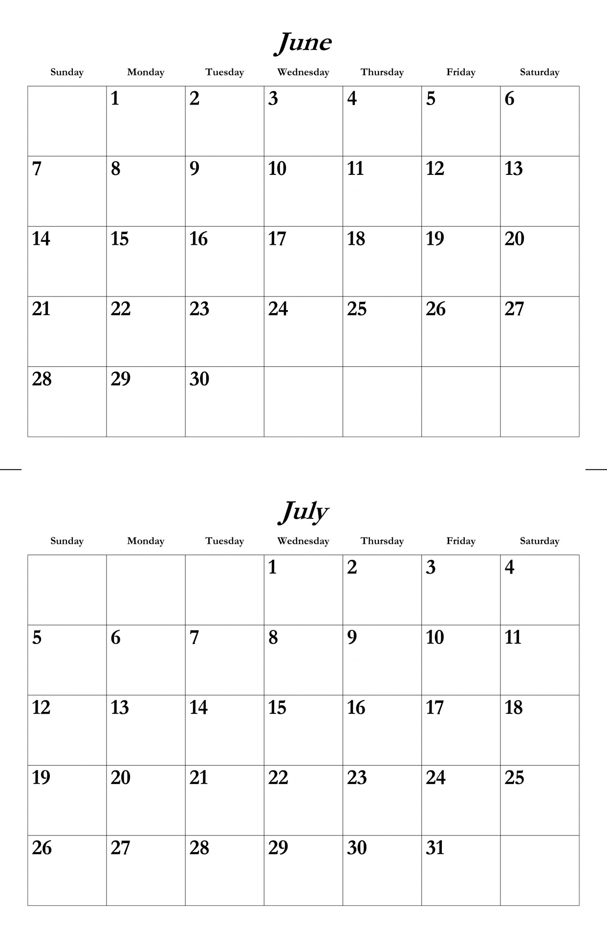Gallery For > June July Calendar
