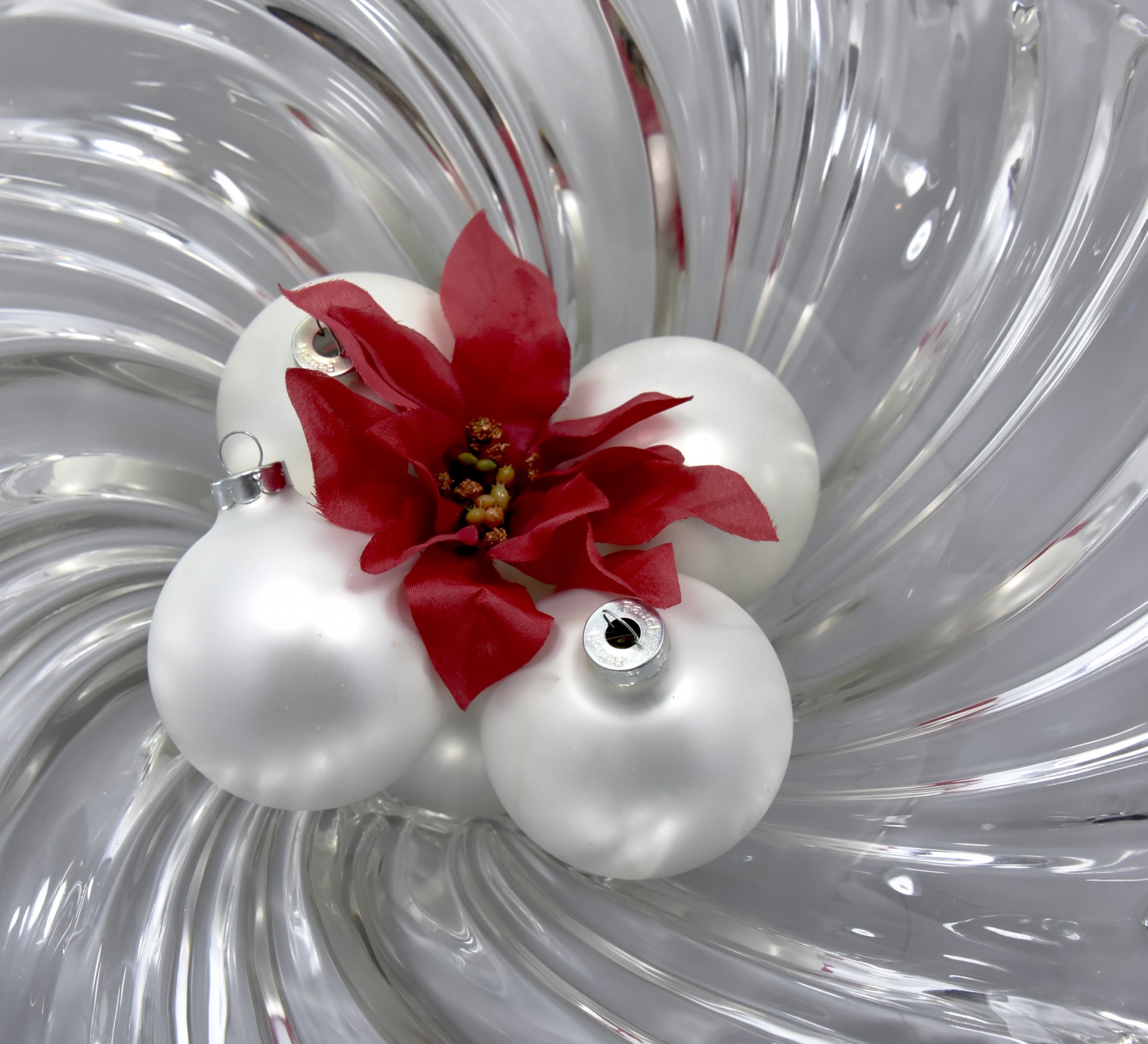 Christmas Ornaments In Swirl Glass