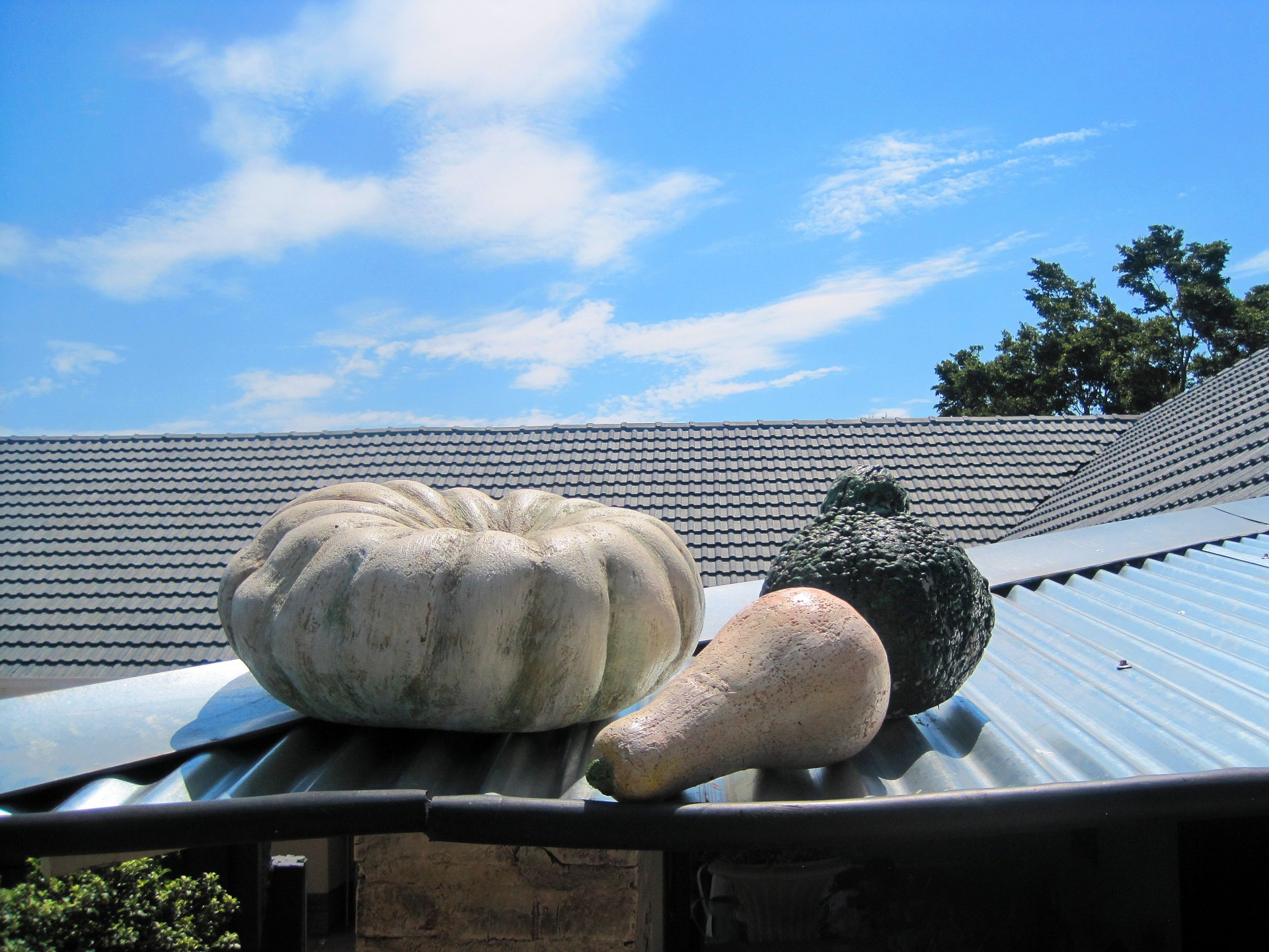 Mock Pumpkins On Roof
