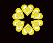 Yellow Hearts Black Background