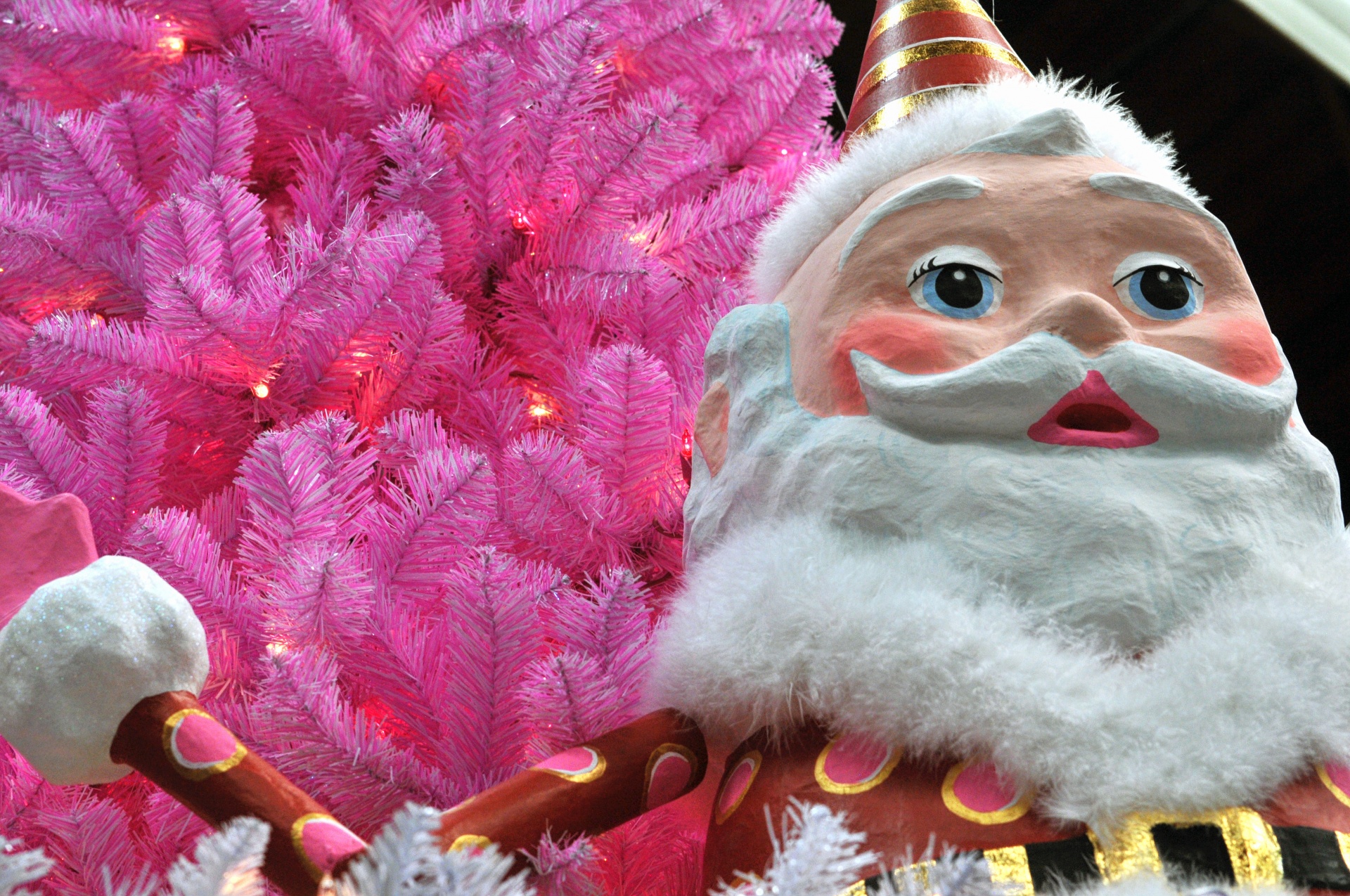 Pink Christmas Tree & Santa Face