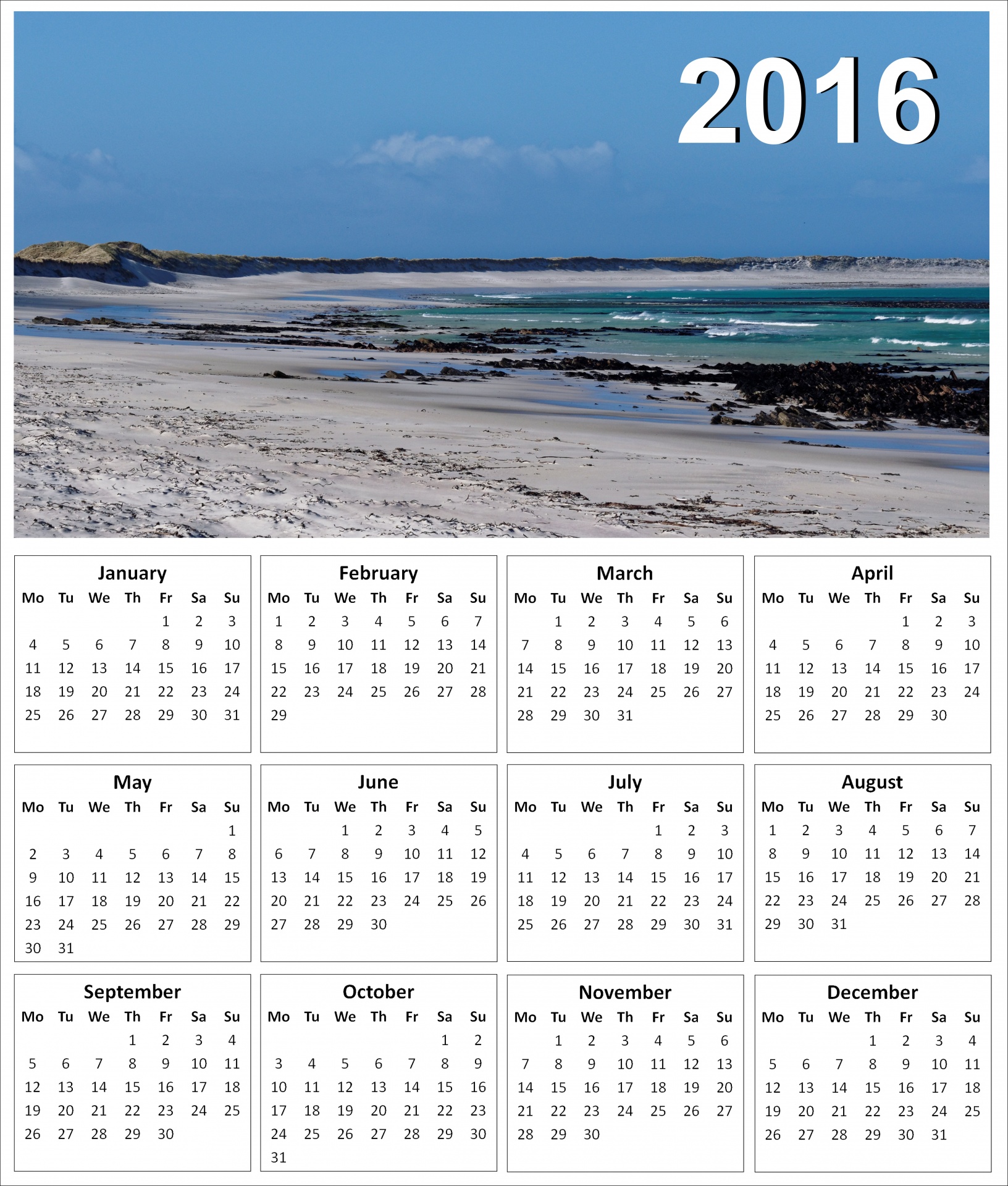 2016-beach-calendar-free-stock-photo-public-domain-pictures