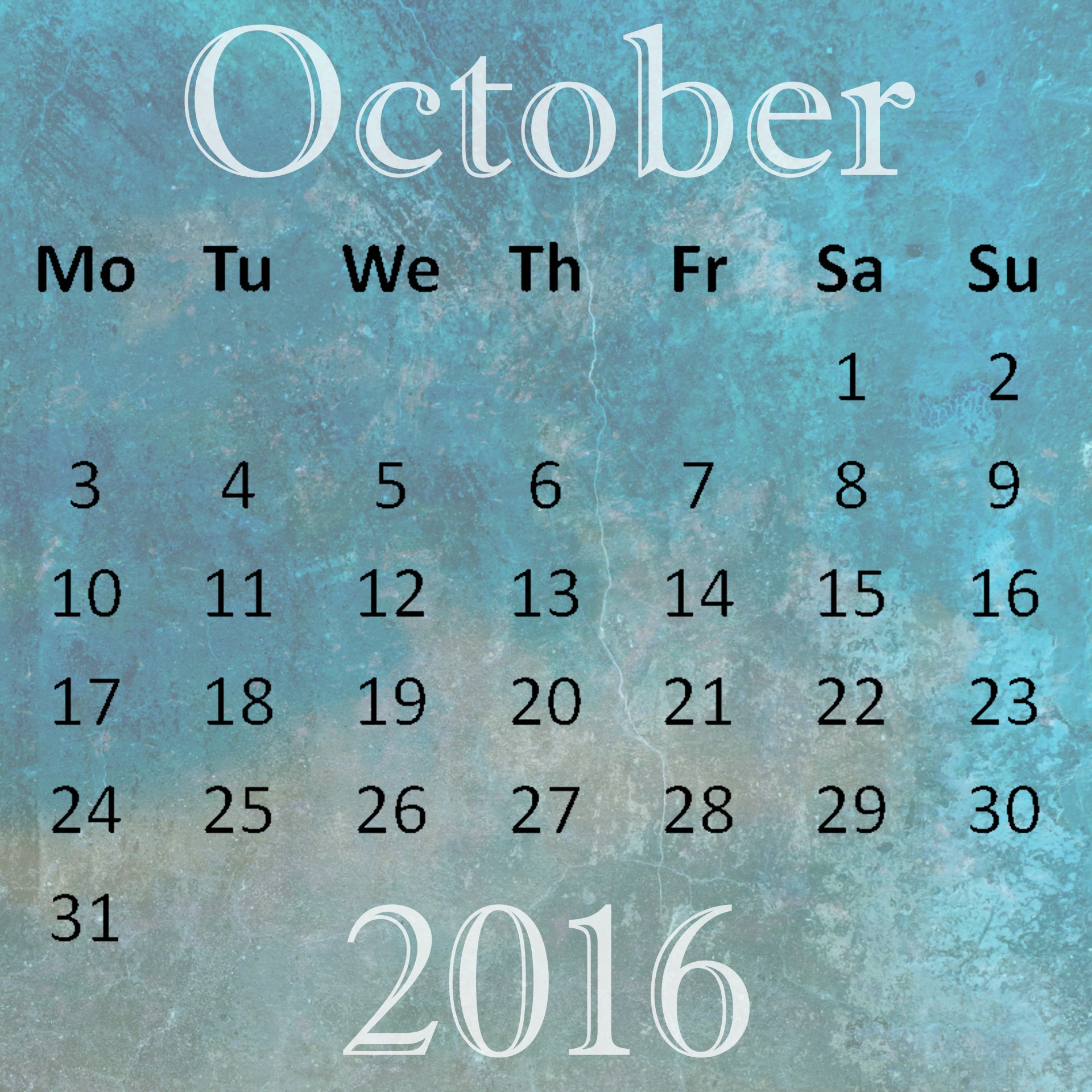 October 2016 Calendar Free Stock Photo Public Domain Pictures