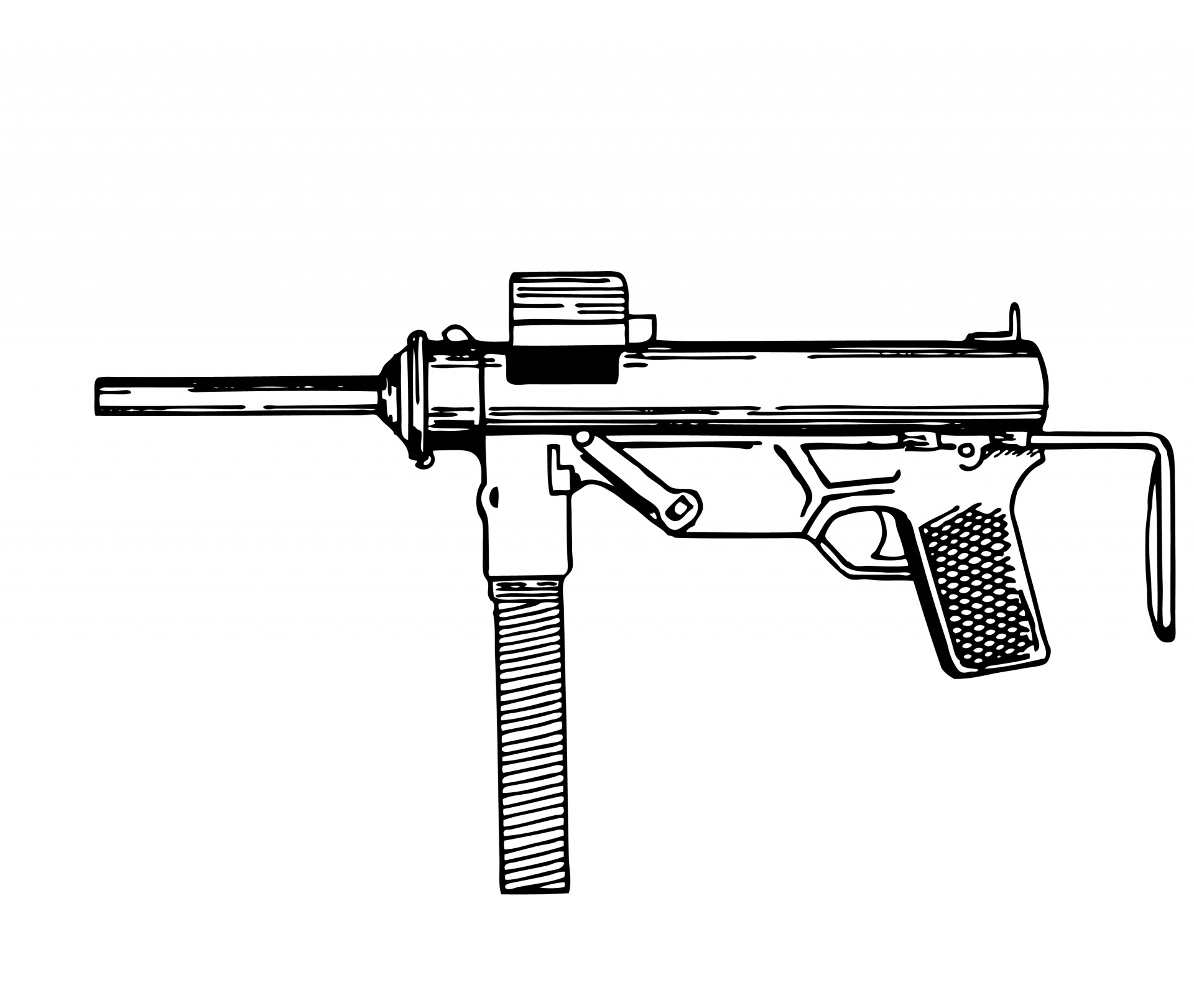Submachine Gun Illustration Clipart Free Stock Photo - Public Domain
