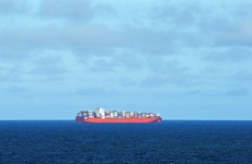Container Ship Lying At Anchor