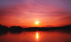 Sunset Lake Reflection Photo
