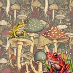 Mushroom And Frog Illustration