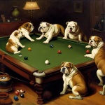 Dogs On Pool Table