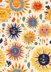 Hippie Boho Sun Seamless Pattern