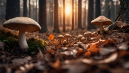 Mushrooms Forest Trees Landscape