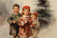 Vintage Kids At Christmas
