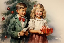 Vintage Kids At Christmas
