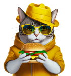 Cat, Cartoon, Hamburger, Png