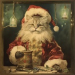 Funny Vintage Santa Cat