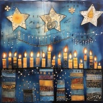 Holiday Lit Candles And Stars Art