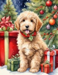 Labradoodle Puppy Christmas Card