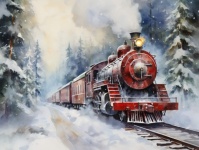 Vintage Train At Christmas