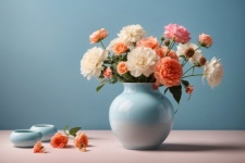 Blue Ceramic Vase With A Flowers