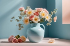 Blue Ceramic Vase With A Flowers