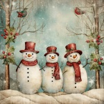 Vintage Christmas Snowman Art
