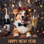 Collie Dog New Year Poster