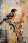 Autumn Bird On A Branch Art Print