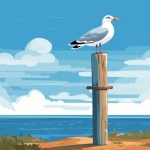 Seagull Sitting By Ocean Art