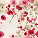 Seamless Raspberry Flower Pattern