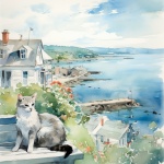Cat At Harbor Port Art