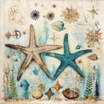 Starfish Nautical Mixed Media Art