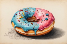 Frosted Sprinkled Donut Art Print