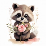 Racoon Flower Valentine Art