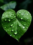 Raindrops On Heart Shaped Leaf