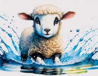 Sheep, Watercolor, Painting