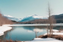 Blue Mountain Lake In Winter