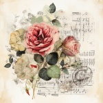 Vintage Rose And Music Art Print