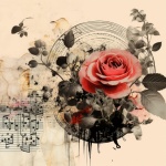 Vintage Rose And Music Art Print