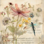 Vintage Music Dragonfly Art Print