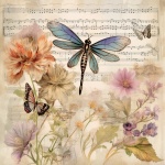 Vintage Music Dragonfly Art Print