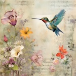 Vintage Music Hummingbird Art Print