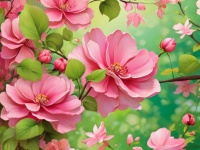 Pink And Green Floral Background