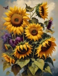 Sunflowers Vintage Illustration