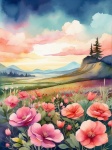 Spring Meadow Watercolor Art