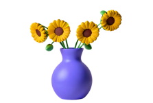 Sunflowers In Purple Vase