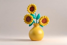 Sunflowers In Vase Miniature