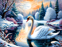 Swan Lake In Snow
