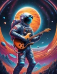 Astronaut Guitar Universe Space