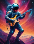 Astronaut Plays Guitar Universe