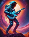 Astronaut Plays Guitar Universe